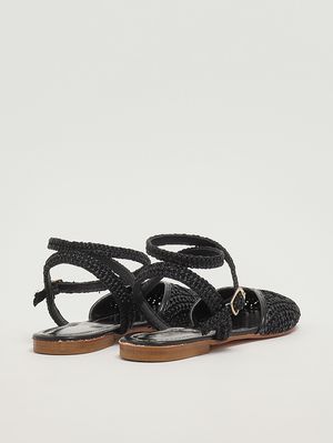 3. Jessica women's raffia ballet flats Black