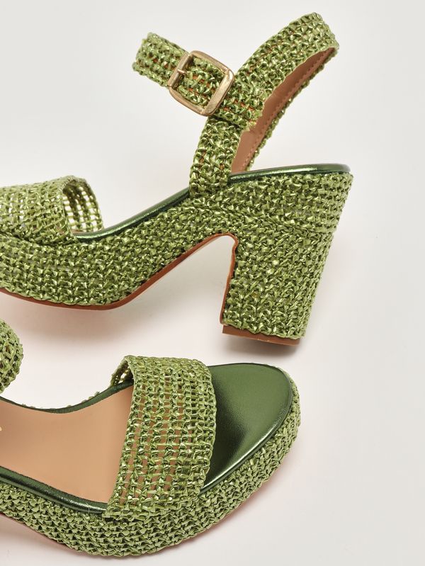 4. Sandalo donna in rafia Verde Fiorina 111j831