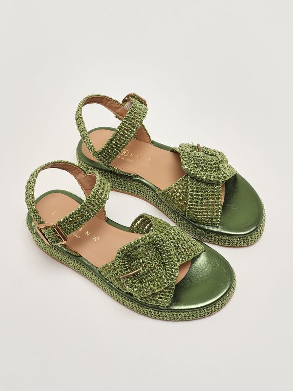 2. Greta Damen-Sandalen aus Raffia Grün Fiorina 148j797