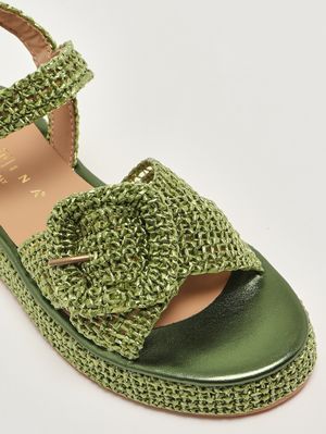 5. Greta Damen-Sandalen aus Raffia Grün