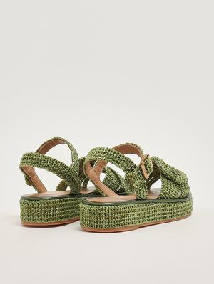 3. Greta Damen-Sandalen aus Raffia Grün
