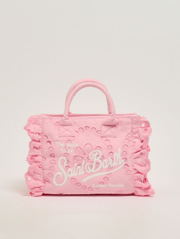 1. Damenhandtasche Colette Volant aus Baumwolle Sangallo 21 Stickerei MC2 Saint Barth col0027