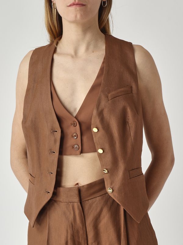naco　original side button vest brown Brown No Buttons Unisex Vest with No Pockets – ApronWarehouse