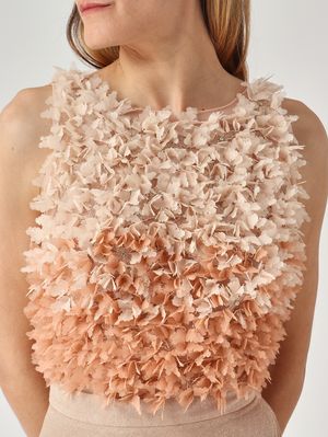 5. Damenkleid aus Stretch-Viskose-Gemisch Nude-Rosa-Butter
