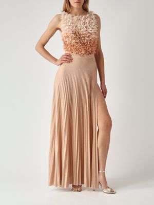 2. Damenkleid aus Stretch-Viskose-Gemisch Nude-Rosa-Butter