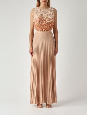 1. Damenkleid aus Stretch-Viskose-Gemisch Nude-Rosa-Butter