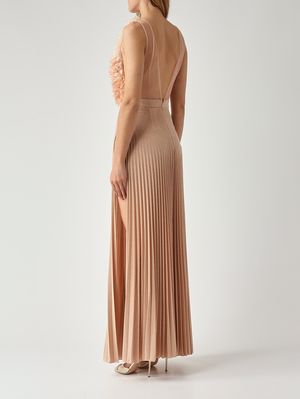 4. Damenkleid aus Stretch-Viskose-Gemisch Nude-Rosa-Butter