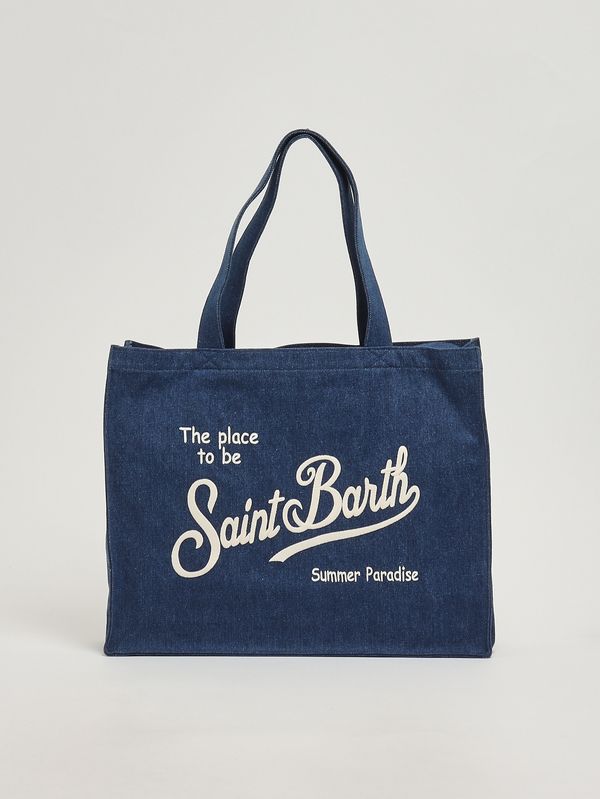 1. Bolso Essential de mujer en denim Denim oscuro MC2 Saint Barth ebagn006