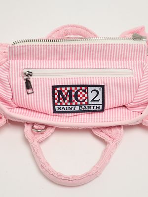5. Damenhandtasche Vanity Mini Volant aus Baumwolle Baumwollblumen-Stickerei 21 Em