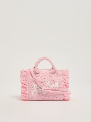 4. Damenhandtasche Vanity Mini Volant aus Baumwolle Baumwollblumen-Stickerei 21 Em