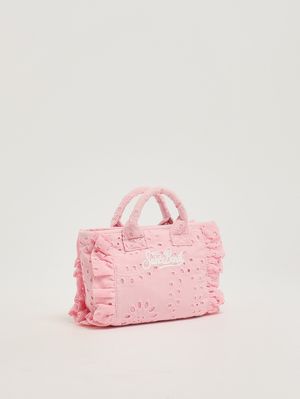 3. Damenhandtasche Vanity Mini Volant aus Baumwolle Baumwollblumen-Stickerei 21 Em
