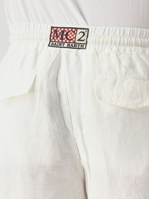 5. Bermuda pour homme Marseille en lin Blanc MC2 Saint Barth mre0002