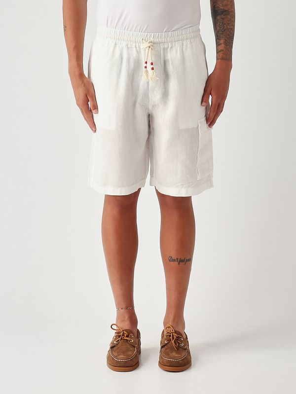Herren-Bermudashorts Marseille aus Leinen Weiß MC2 Saint Barth