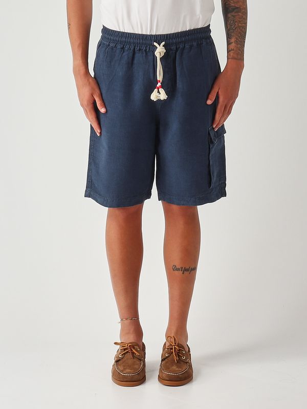 Herren-Bermudashorts Marseille aus Leinen Marineblau MC2 Saint Barth