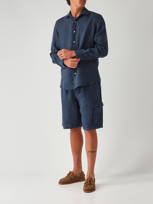 2. Men's Marseille Linen Bermuda Shorts Navy blue MC2 Saint Barth mre0002