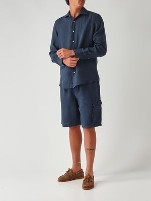 2. Men's Marseille Linen Bermuda Shorts Navy blue