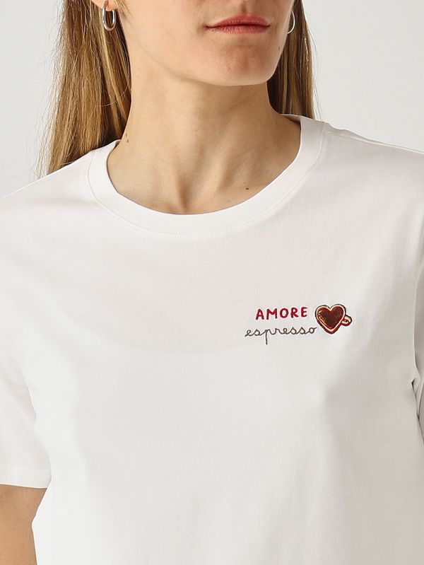 4. T-shirt donna Emilie in cotone Marrone-Bianco MC2 Saint Barth emi0001
