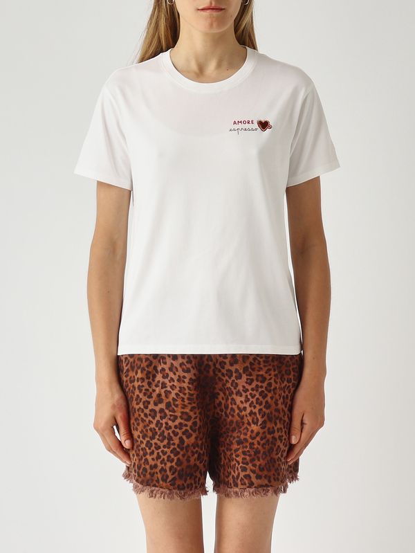 T-shirt femme Emilie en coton Marron-Blanc MC2 Saint Barth