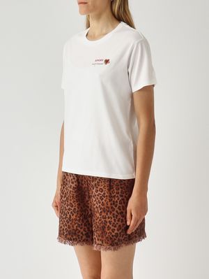 2. T-shirt donna Emilie in cotone Marrone-Bianco