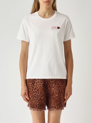 1. T-shirt donna Emilie in cotone Marrone-Bianco