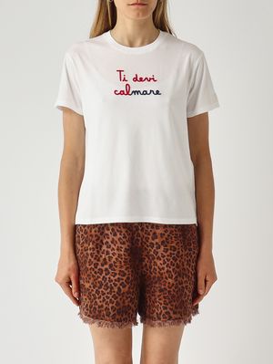1. Damen-T-Shirt Emilie aus Baumwolle Rot-Weiß