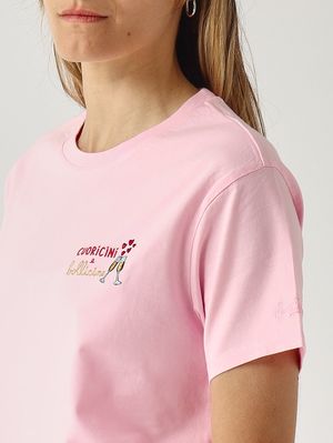 4. T-shirt donna Emilie in cotone Rosa-Oro