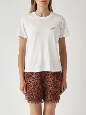 1. Damen-T-Shirt Emilie aus Baumwolle Himmelblau-Weiß