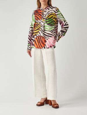 2. Seidenbluse für Damen Gestreift