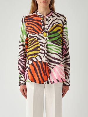 1. Seidenbluse für Damen Gestreift