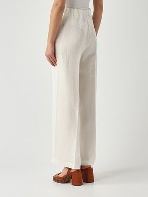4. Women's linen and viscose trousers White