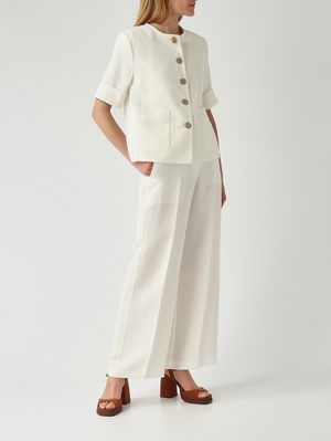 2. Women's linen and viscose trousers White