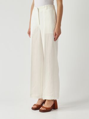 3. Women's linen and viscose trousers White