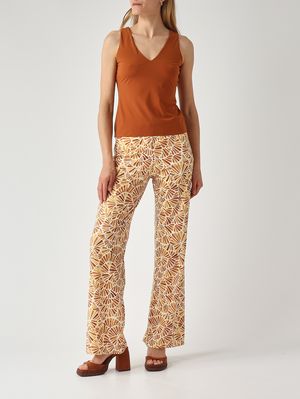 2. Damenhose aus Stretch-Jersey Gelb-Braun