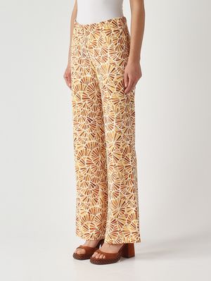 3. Damenhose aus Stretch-Jersey Gelb-Braun