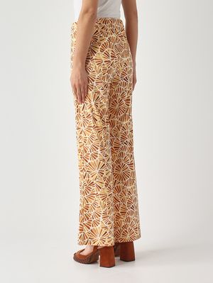 4. Damenhose aus Stretch-Jersey Gelb-Braun