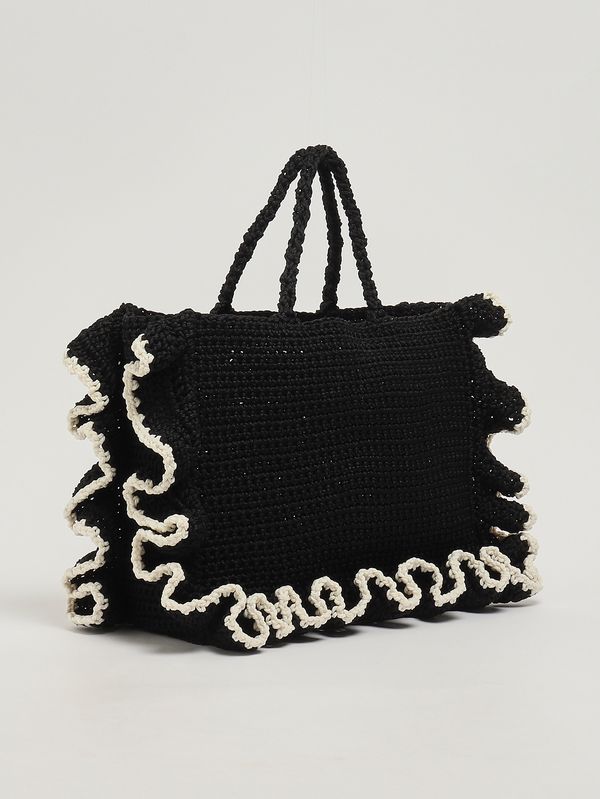 2. Borsa donna in maglia crochet Nero-Bianco Twinset 261td8290