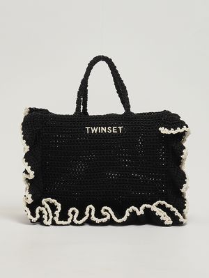 1. Borsa donna in maglia crochet Nero-Bianco