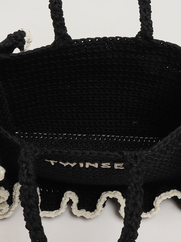 4. Borsa donna in maglia crochet Nero-Bianco Twinset 261td8291