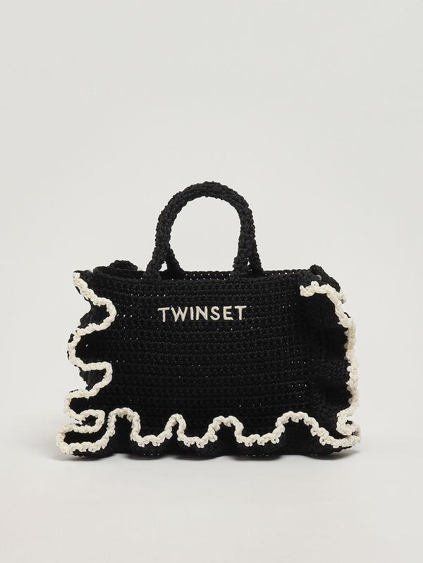1. Borsa donna in maglia crochet Nero-Bianco Twinset 261td8291