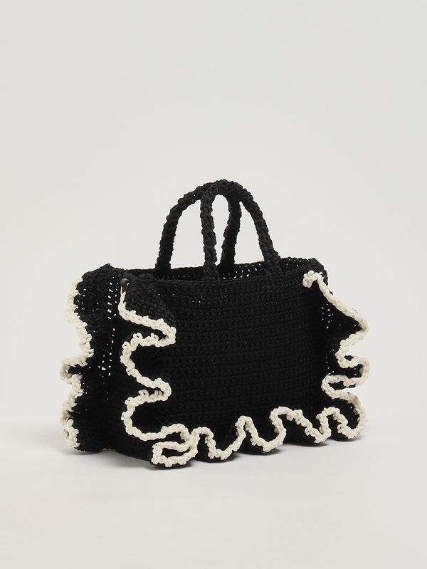 2. Borsa donna in maglia crochet Nero-Bianco Twinset 261td8291