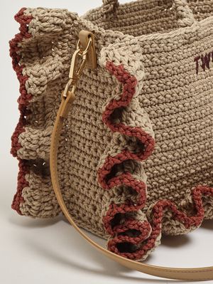 5. Bolso de mujer de crochet Cuerda-Cuero