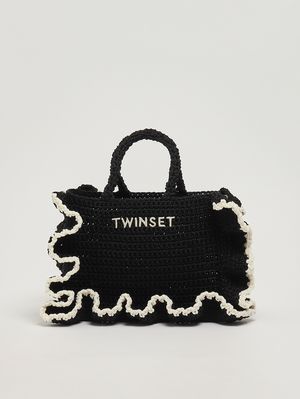 1. Borsa donna in maglia crochet Nero-Bianco
