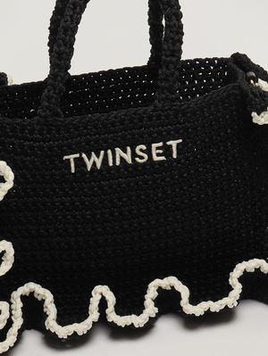 5. Borsa donna in maglia crochet Nero-Bianco