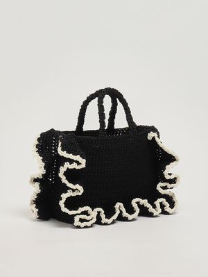 2. Borsa donna in maglia crochet Nero-Bianco