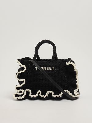 3. Borsa donna in maglia crochet Nero-Bianco