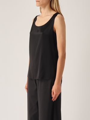 3. Blusa de mujer Pan de seda elástica Negro