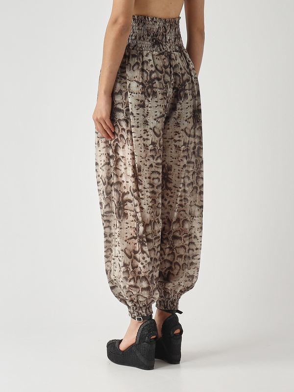 4. Pantalone donna in mussola di cotone Beige-Nero Pinko 106845a3ap
