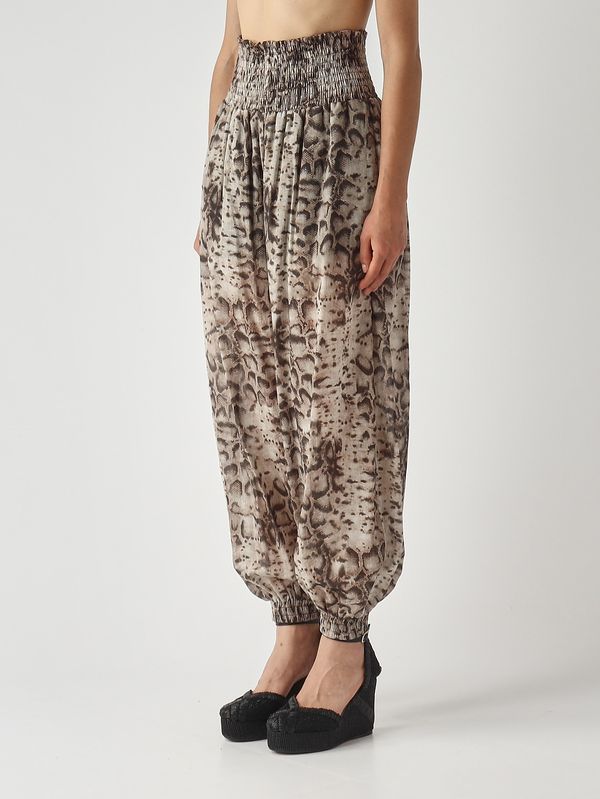3. Pantalone donna in mussola di cotone Beige-Nero Pinko 106845a3ap