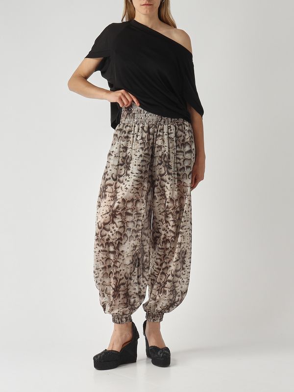 2. Pantalone donna in mussola di cotone Beige-Nero Pinko 106845a3ap