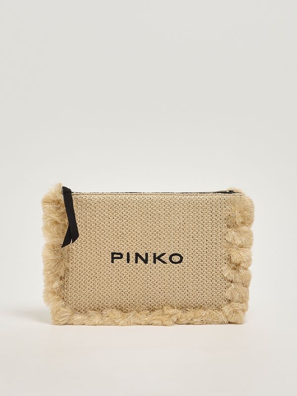 1. Bolso de mujer Flat Handle de rafia Paja y negro Pinko 106718a39y